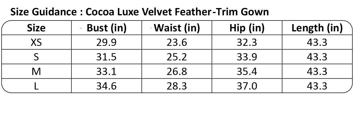SLYQÉ Cocoa Luxe Velvet Feather-Trim Gown