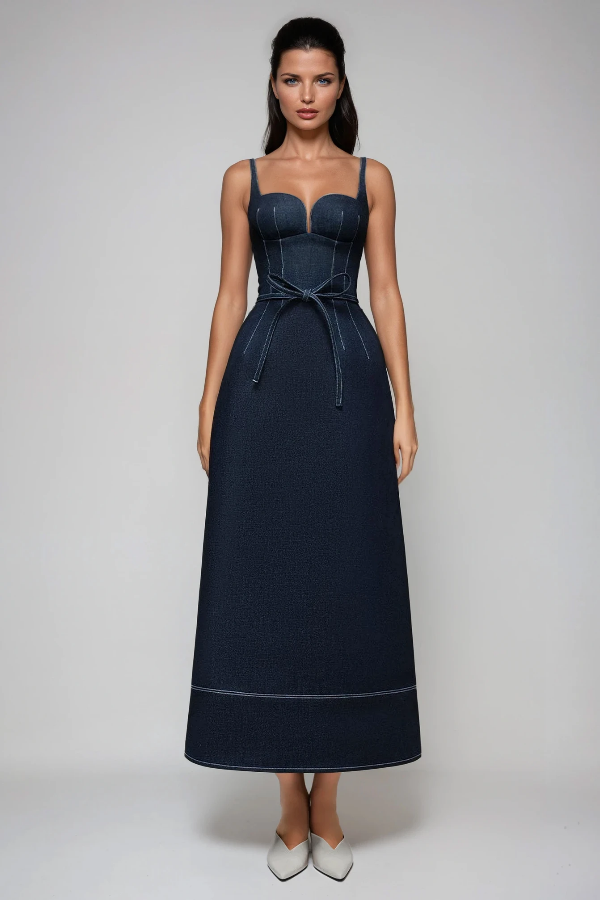 SLYQÉ Eloise Denim Midi Dress