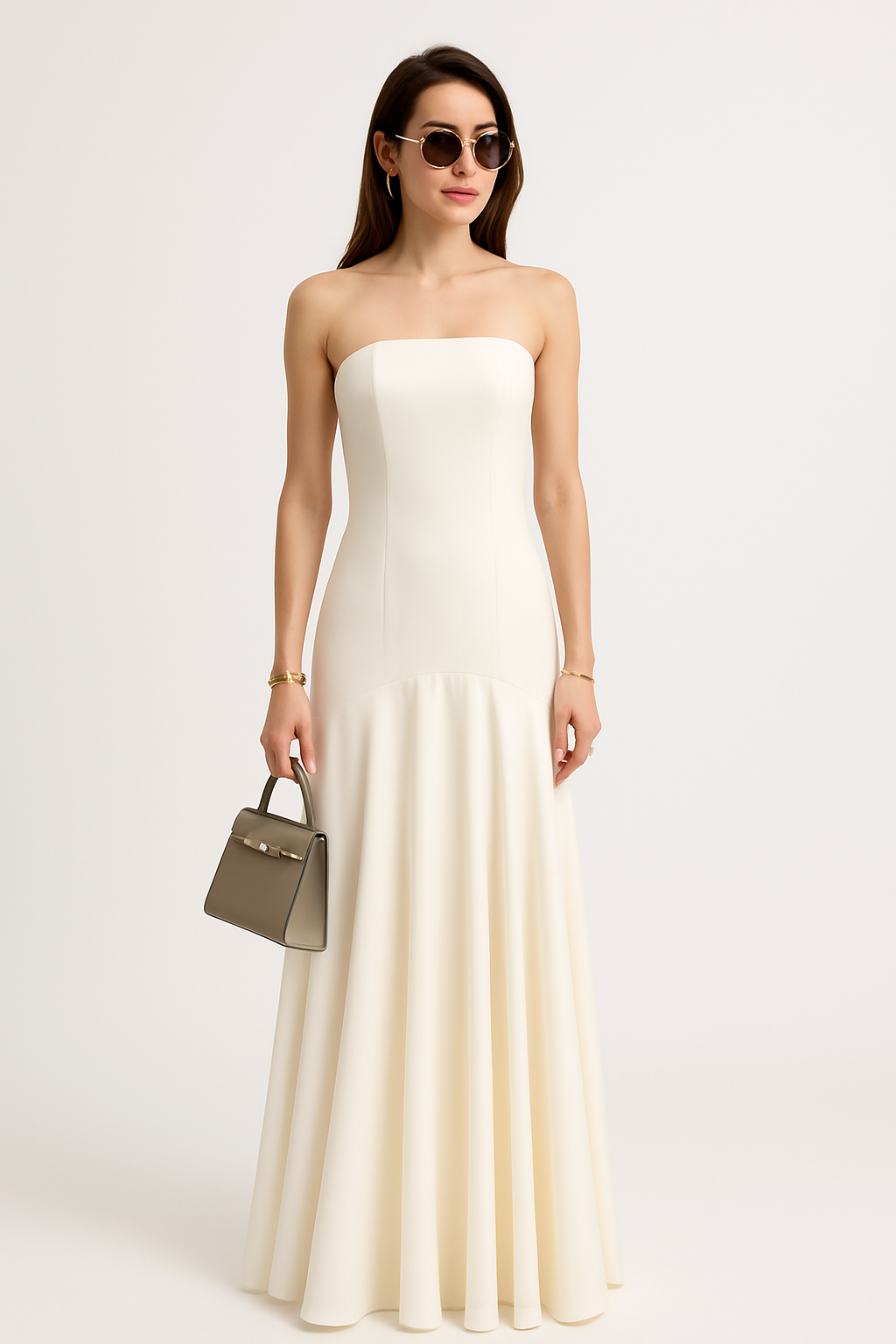 SLYQÉ Chest Island Strapless Maxi Dress