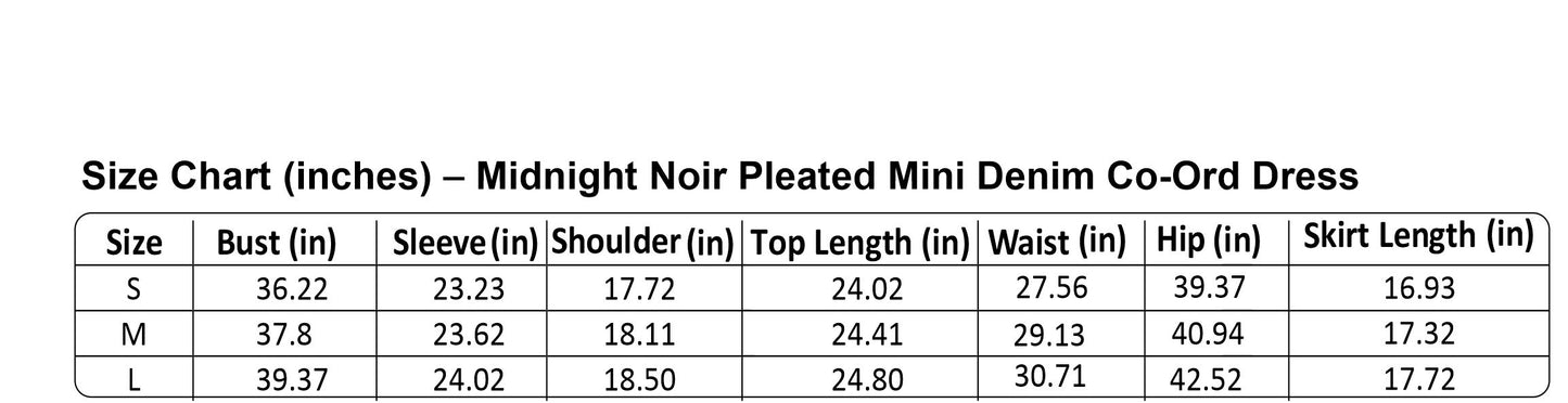 SLYQÉ Midnight Noir Pleated Mini Denim Co-Ord Dress