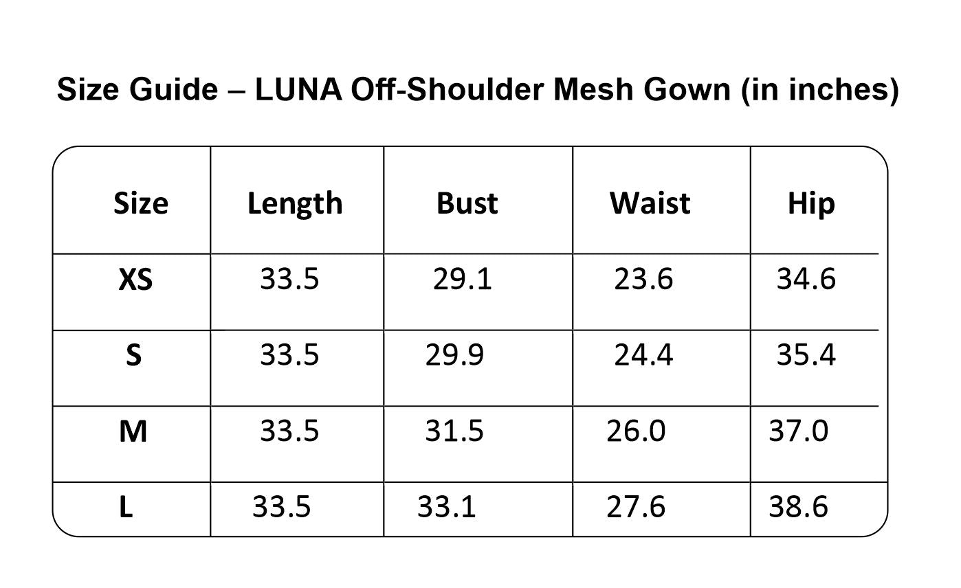 SLYQÉ "LUNA" Off-Shoulder Mesh Gown