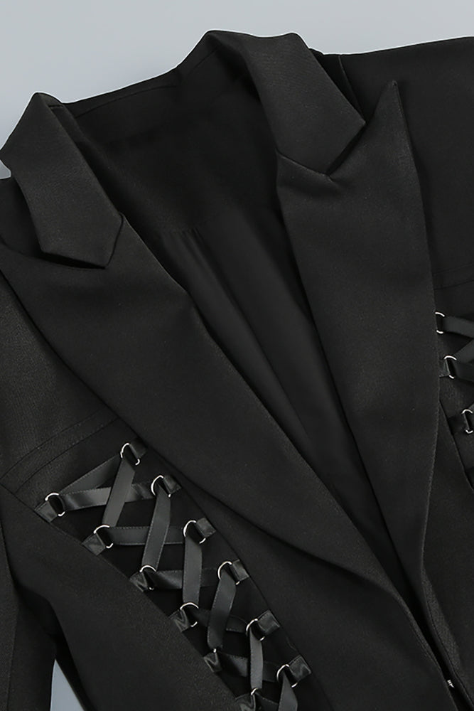 SLYQÉ Noir Lace-Up Blazer