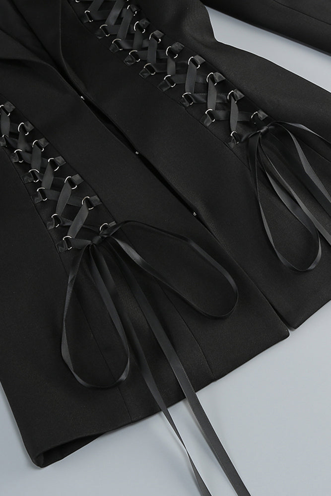 SLYQÉ Noir Lace-Up Blazer