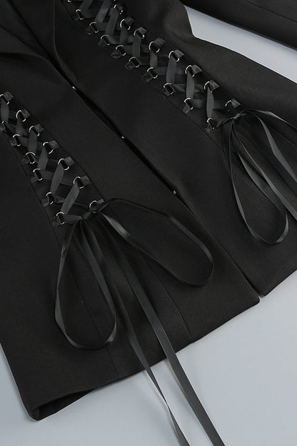 SLYQÉ Noir Lace-Up Blazer