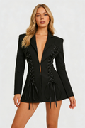 SLYQÉ Noir Lace-Up Blazer