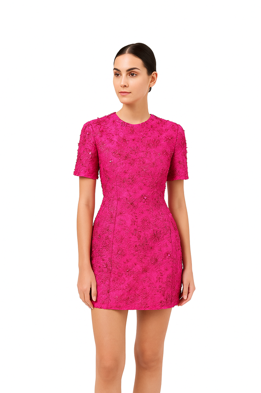 Radiance Bloom Fuchsia Mini Dress