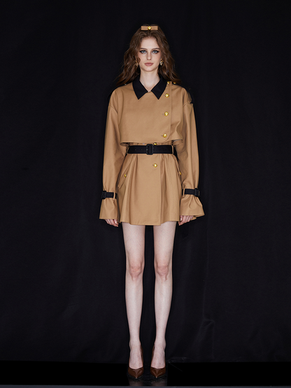 SLYQÉ Trenché Belted Mini Trench Jacket