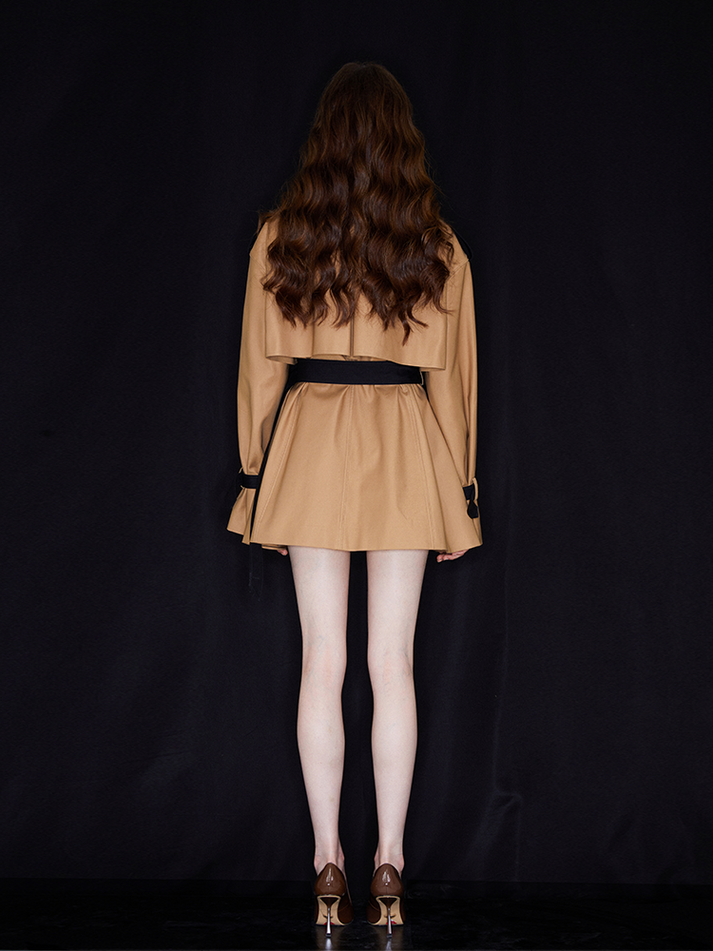 SLYQÉ Trenché Belted Mini Trench Jacket