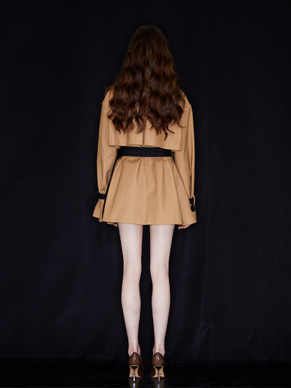 SLYQÉ Trenché Belted Mini Trench Jacket
