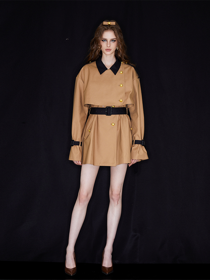 SLYQÉ Trenché Belted Mini Trench Jacket