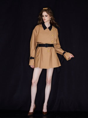 SLYQÉ Trenché Belted Mini Trench Jacket