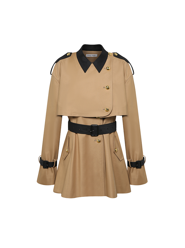 SLYQÉ Trenché Belted Mini Trench Jacket