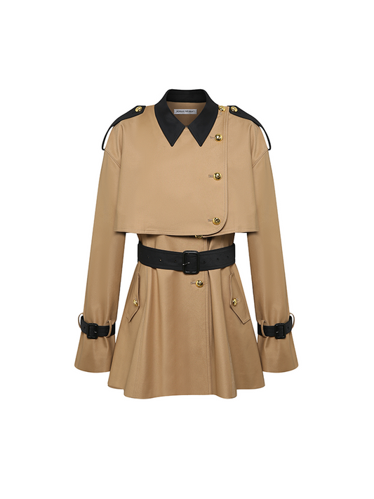 SLYQÉ Trenché Belted Mini Trench Jacket
