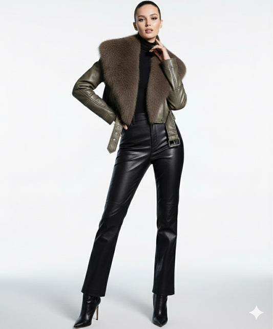 SLYQÉ Olive Luxe Fur Jacket