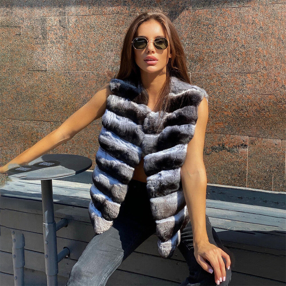 SLYQÉ Chinchilla Luxe Faux Fur Vest