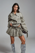SLYQÉ Stone Luxe Cropped Trench Co-ord