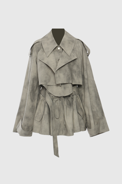SLYQÉ Stone Luxe Cropped Trench Co-ord