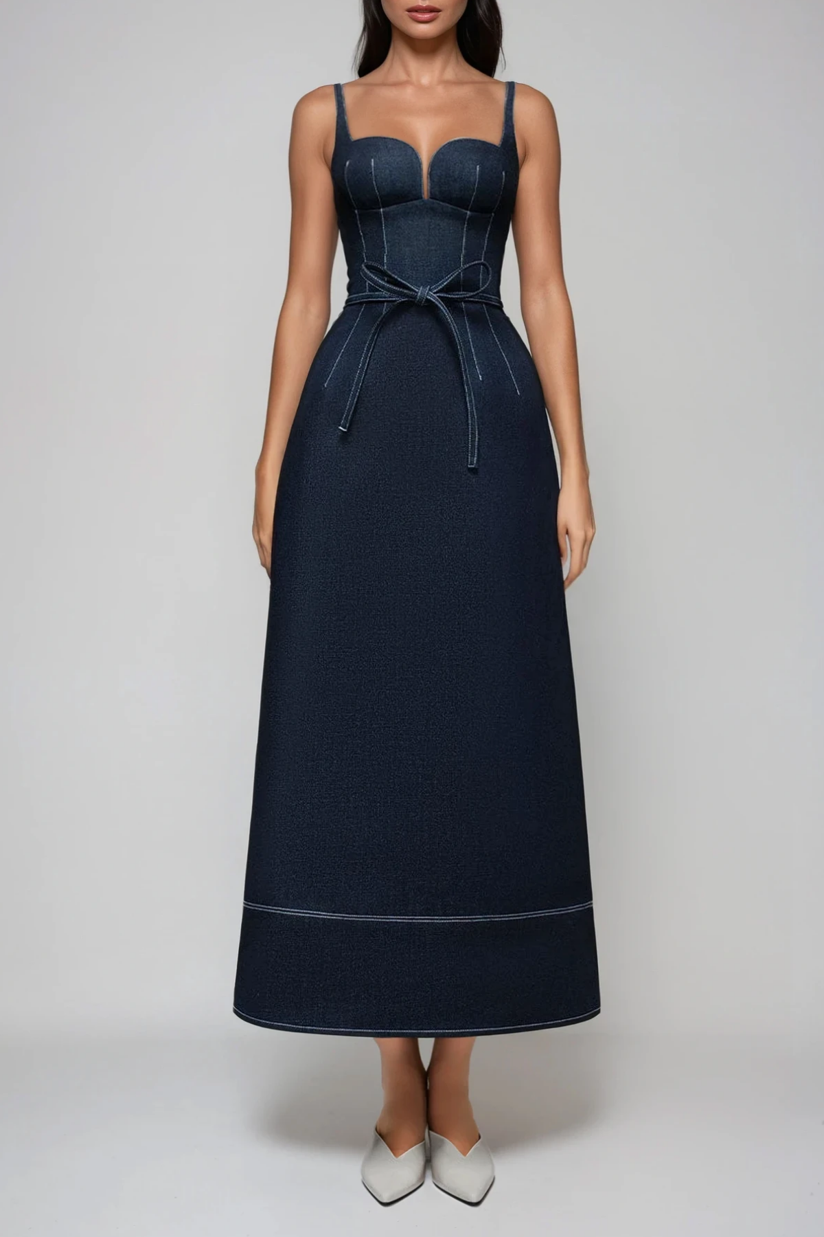 SLYQÉ Eloise Denim Midi Dress