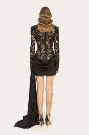SLYQÉ Noir Illusion Lace Mini Dress