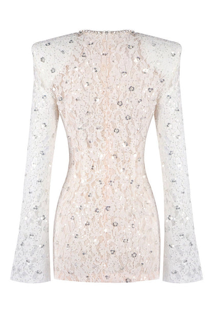 SLYQÉ Embellished Lace Draped Mini Dress