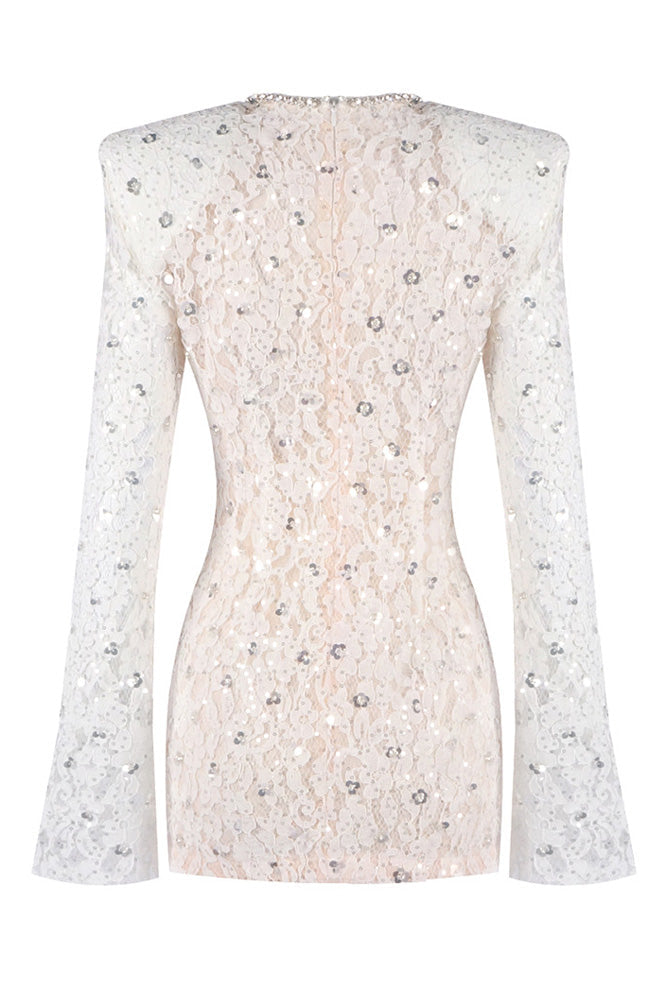 SLYQÉ Embellished Lace Draped Mini Dress