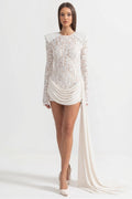 SLYQÉ Embellished Lace Draped Mini Dress