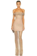 SLYQÉ "LUNA" Off-Shoulder  Mesh Gown
