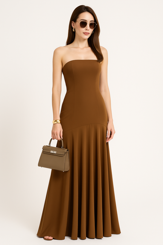 Chest Island Strapless Maxi Dress
