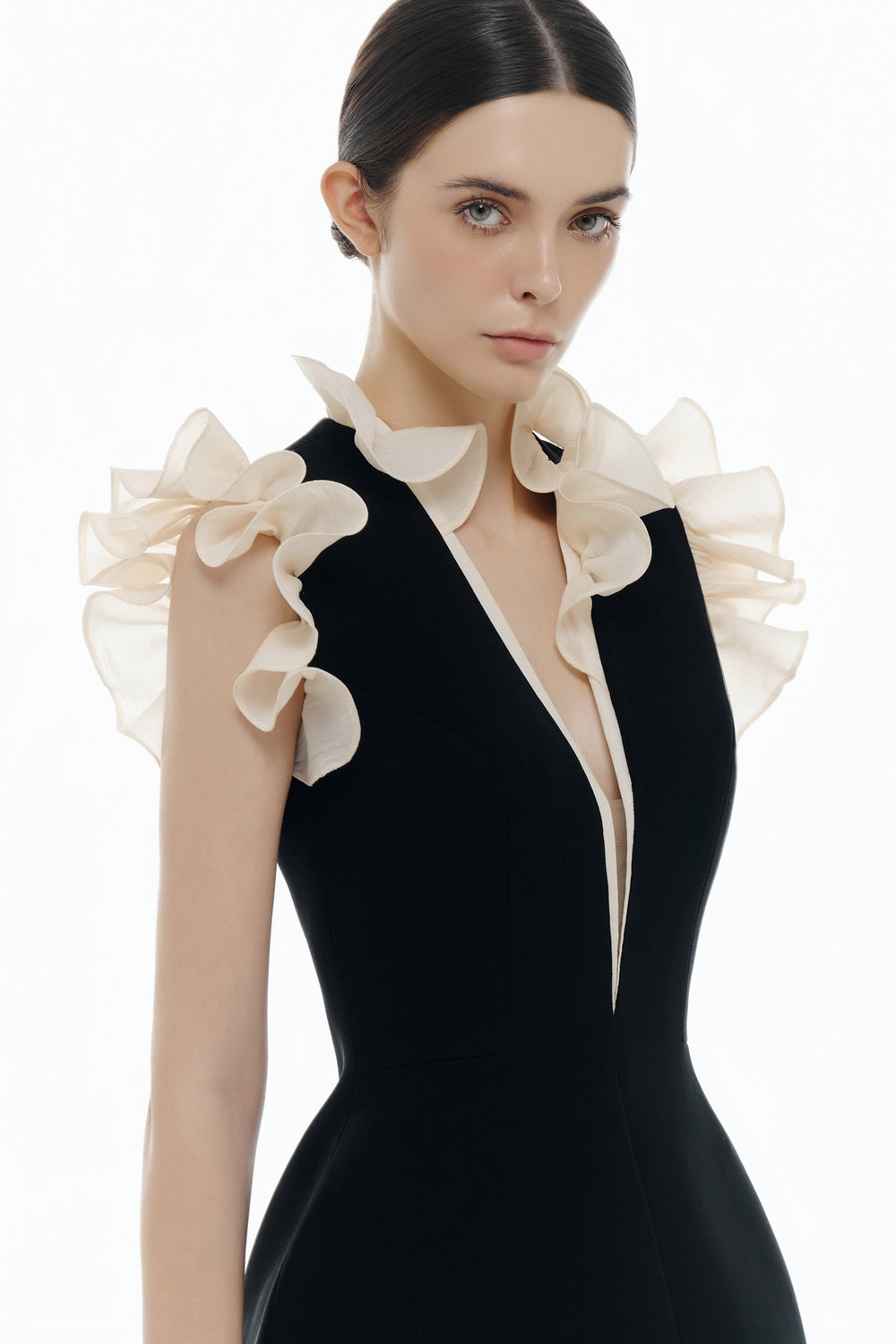 SLYQÉ Monochrome Ruffle Mini Dress