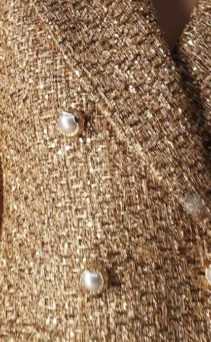 SLYQÉ Aurelia Gold Tweed Coat