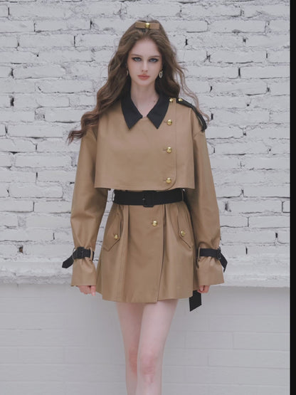 SLYQÉ Trenché Belted Mini Trench Jacket